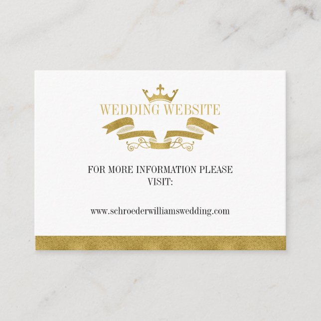 Carte D'accompagnement Classic Gold Crest Mariage Website Card (Devant)