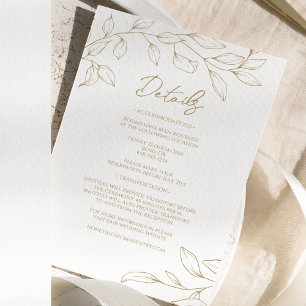 Carte D'accompagnement Classic Gold Greenery Détails du Mariage