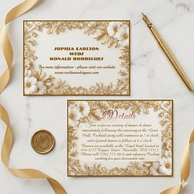 Carte D'accompagnement Classic Luxury Gold Ornate Royal Romantic Wedding  (Classic Luxury Gold Ornate Royal Romantic Wedding Enclosure Card)
