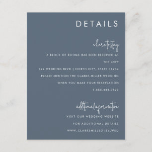 Carte D'accompagnement Classic Minimaliste Dusty Blue Mariage Détails