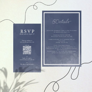 Carte D'accompagnement Classic Navy Blue Smoke Mariage Détail