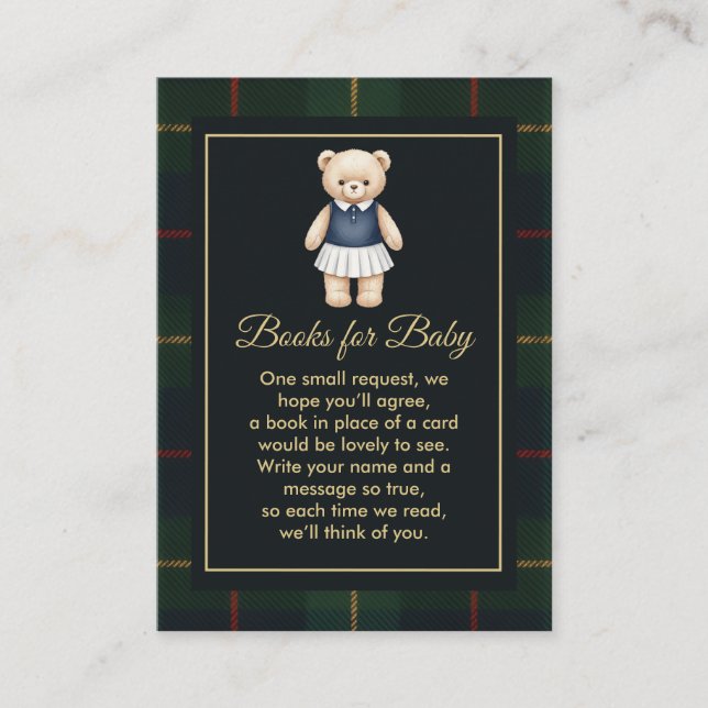 Carte D'accompagnement Classic Polo Teddy Bear Preppy Plaid Baby Shower  (Devant)