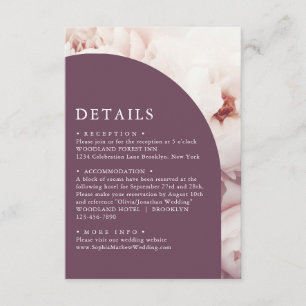 Carte D'accompagnement Classic Regal Purple Peonies Arch Détails du Maria