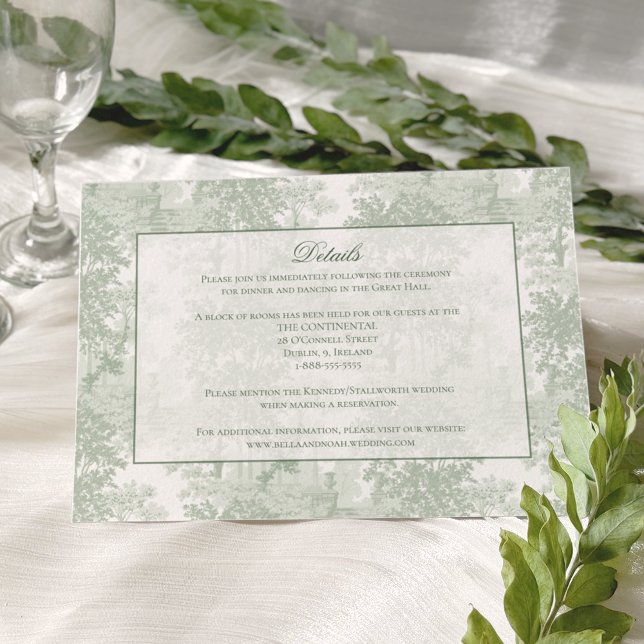 Carte D'accompagnement Classic Sage Green Landscape Toile Wedding (Créateur téléchargé)