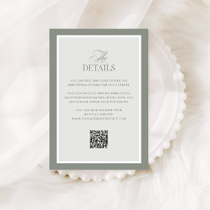 Carte D'accompagnement Classic Sage Green   QR Code Mariage Détails de l'