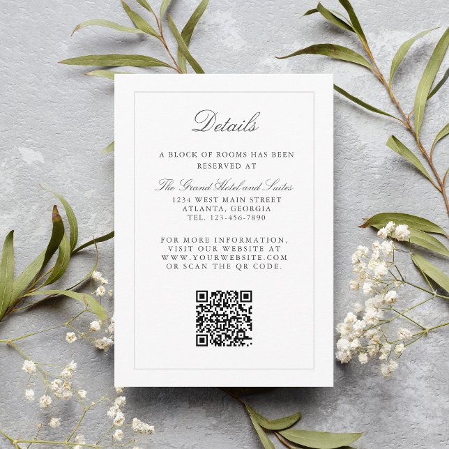 Carte D'accompagnement Classic Simple Elegance Mariage Info - Détails (Créateur téléchargé)