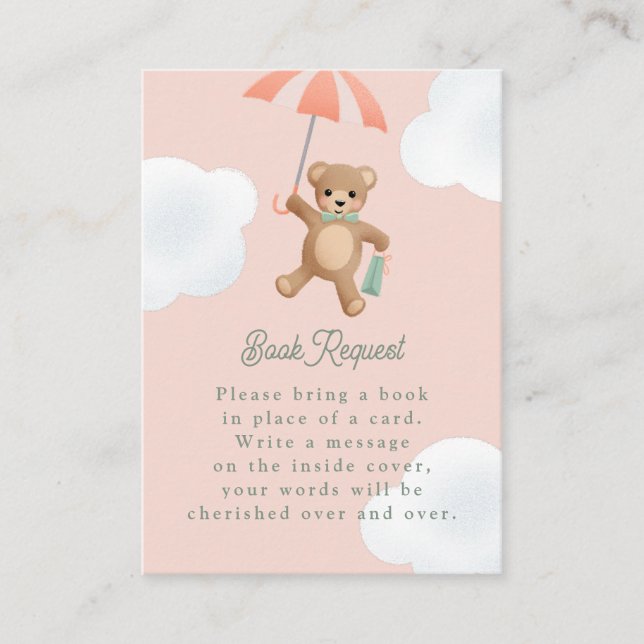 Carte D'accompagnement Classic Teddy Bear Peach Baby shower rose (Devant)