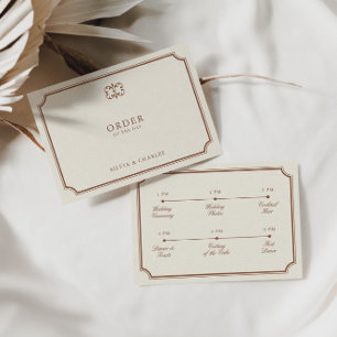 Carte D'accompagnement Classic Terracotta & Ecru Mariage Timeline