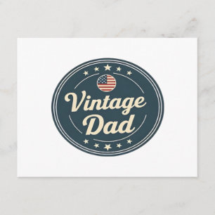 Carte D'accompagnement Classique Badge Rétro Papa Vintage Étoiles Et Rayu