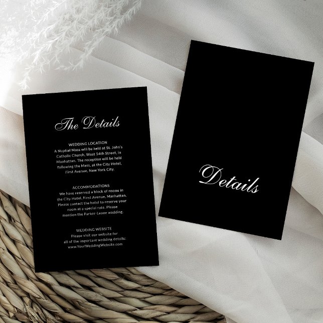 Carte D'accompagnement Classique Formel Noir | Détails pour les invités d (Créateur téléchargé)