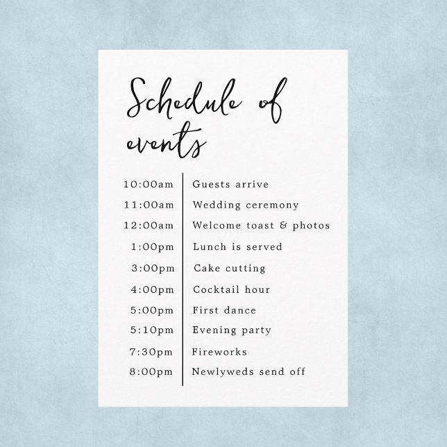 Carte D'accompagnement Classique Mariage Élégant Calendrier Des Événement (Classic Elegant Wedding Schedule Of Events Enclosure Card
)