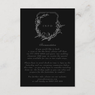 Carte D'accompagnement classique Noir sur Crest floral noir