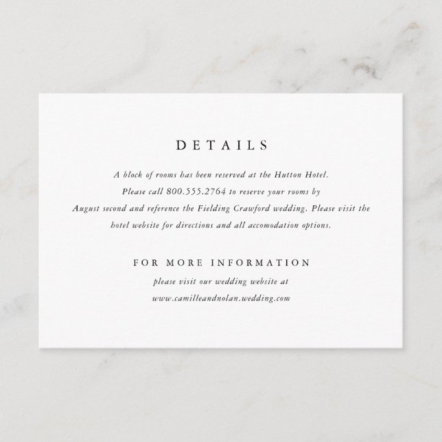 Carte D'accompagnement Classique Simple Minimal Élégant Type Mariage (Devant)