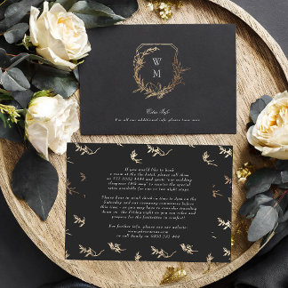 Carte D'accompagnement classique White Black Gold crest détails mariage