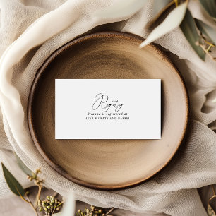 Carte D'accompagnement Classy Chic Minimalist Mariage Cadeau Registre
