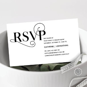Carte D'accompagnement Classy élégant, Script noir, réponse RSVP