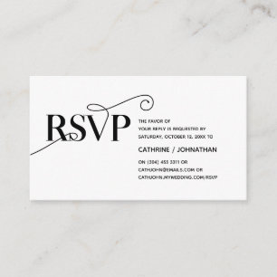 Carte D'accompagnement Classy élégant, Script noir, réponse RSVP