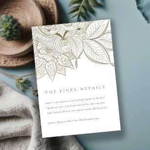 Carte D'accompagnement Classy Ornate Paisley Ivory Gold Détails du Mariag
