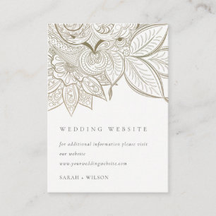 Carte D'accompagnement Classy Ornate Paisley Ivory Gold Mariage site Web