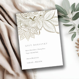 Carte D'accompagnement Classy Ornate Paisley Mariage d'or ivoire