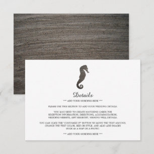 Carte D'accompagnement Clay Seahorse Beach Wedding Détail