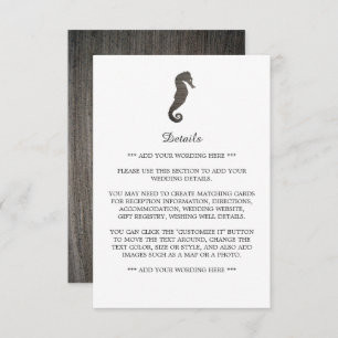 Carte D'accompagnement Clay Seahorse Beach Wedding Détail