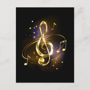 Carte D'accompagnement Clé de Sol Musicale en Or