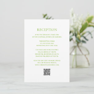 Carte D'accompagnement Clean Lime Green QR Code Mariage élégant