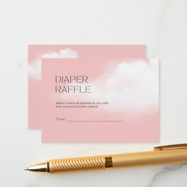 Carte D'accompagnement Cloud 9 Fille Baby shower rose Déchets Raffle (Devant/Arrière en situation)