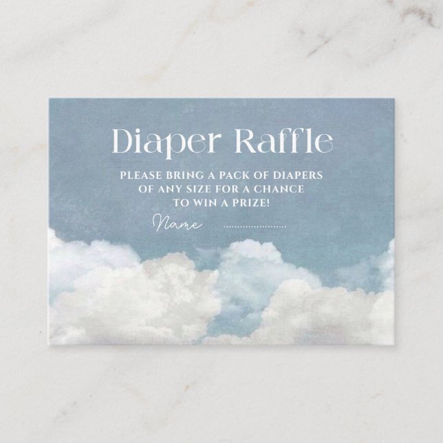 Carte D'accompagnement Cloud Neuf Baby shower Bleu Déchets Raffle (Devant)