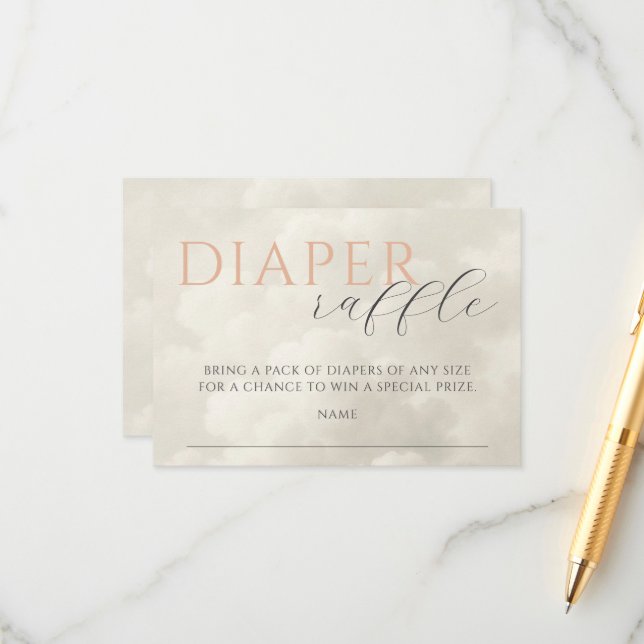 Carte D'accompagnement Cloud Neuf Baby shower Déchets Raffle (Devant/Arrière en situation)