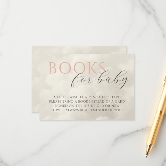 Carte D'accompagnement Cloud Neuf livres de Baby shower pour bébé (Devant/Arrière en situation)