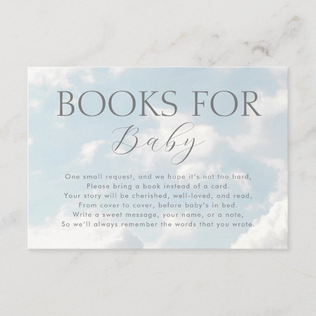 Carte D'accompagnement Cloud Neuf livres pour Baby Sky Baby shower (Devant)