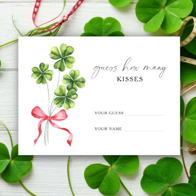 Carte D'accompagnement Clover Bow Combien de baisers jeu de mariage (Créateur téléchargé)
