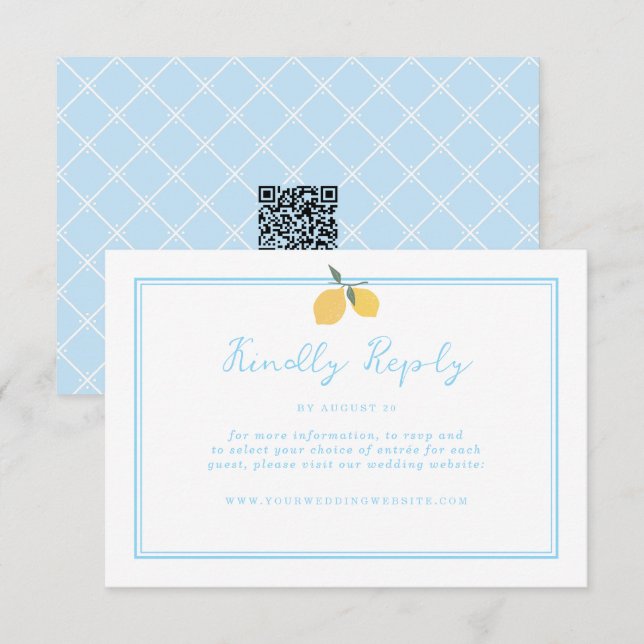 Carte D'accompagnement Coastal Blue Lemon Amalfi Code QR réponse  (Devant / Derrière)