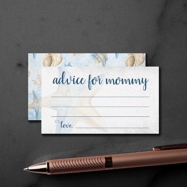 Carte D'accompagnement Coastal Chic | Blue Gold Coral Reef conseil douche (Créateur téléchargé)