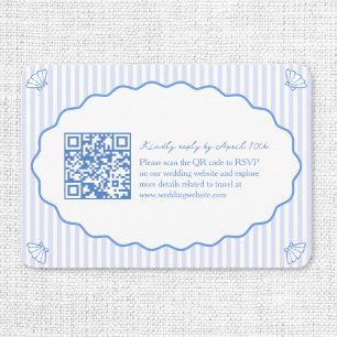 Carte D'accompagnement Coastal Chic Blue Site Mariage QR Code RSVP