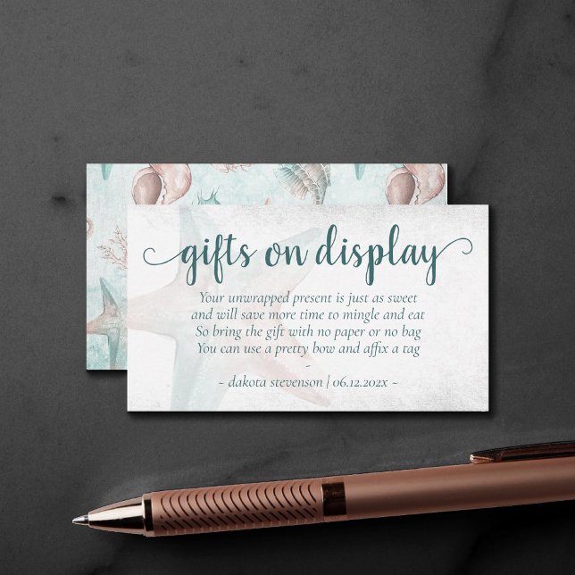 Carte D'accompagnement Coastal Chic | Écran Cadeau Turquoise Coral Starfi (Créateur téléchargé)