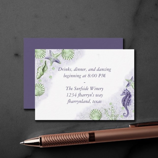 Carte D'accompagnement Coastal Chic | Réception violet vert citron (Créateur téléchargé)