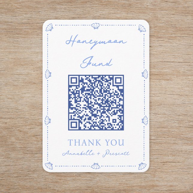 Carte D'accompagnement Coastal Elegant Wedding Honeymoon Fund QR Code (Créateur téléchargé)