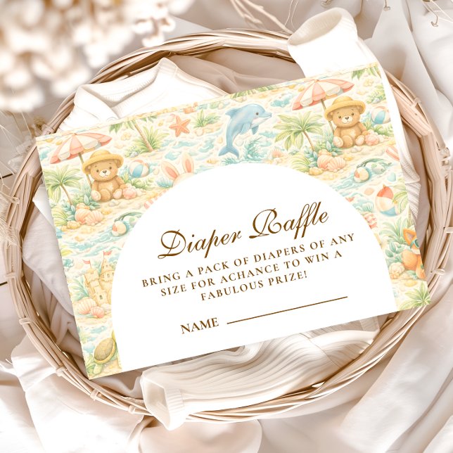 Carte D'accompagnement Coastal Pastel Animals Diapper Raffle (Créateur téléchargé)