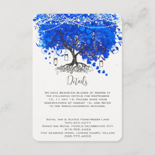 Carte D'accompagnement Cobalt Blue Heart Leaf Tree Mariage