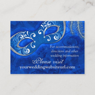 Carte D'accompagnement Cobalt Blue Silver Masquerade Ball Site Mariage