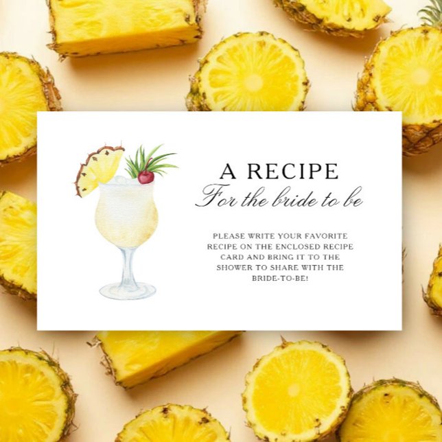 Carte D'accompagnement Cocktail Ananas - Recette pour la future mariée (Créateur téléchargé)