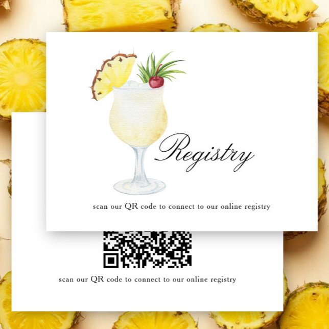 Carte D'accompagnement Cocktail Bridal shower QR code for registry  (Créateur téléchargé)