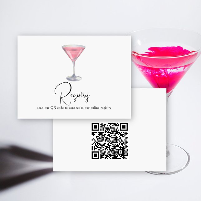 Carte D'accompagnement Cocktail QR Code Bridal Shower Registry  (Créateur téléchargé)