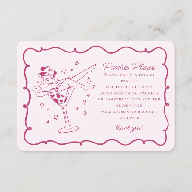 Carte D'accompagnement Cocktails roses et culottes pour filles S'il vous  (Devant)