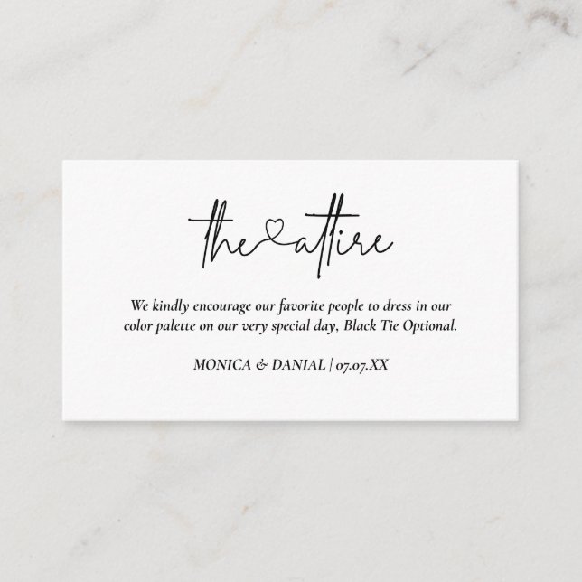 Carte D'accompagnement Code de la robe du Mariage de script cardiaque (Devant)