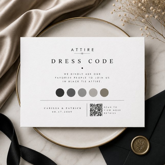 Carte D'accompagnement Code de robe de mariage QR élégant  (Créateur téléchargé)