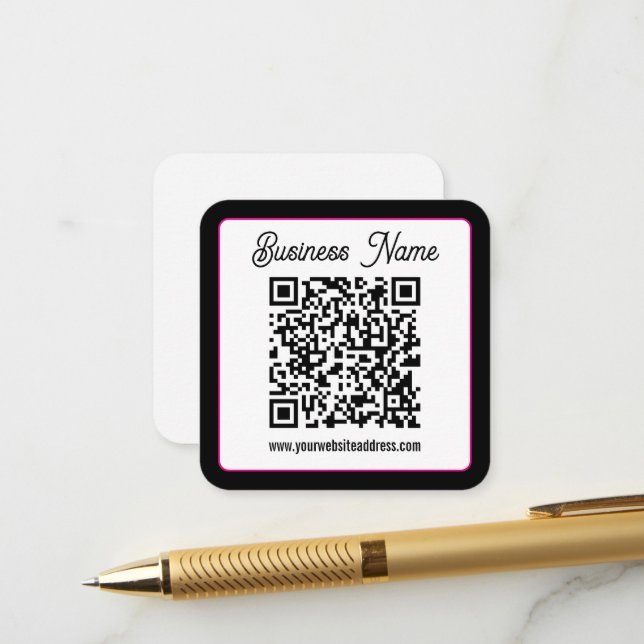 Carte D'accompagnement Code QR avec écriture cursive script (Devant/Arrière en situation)